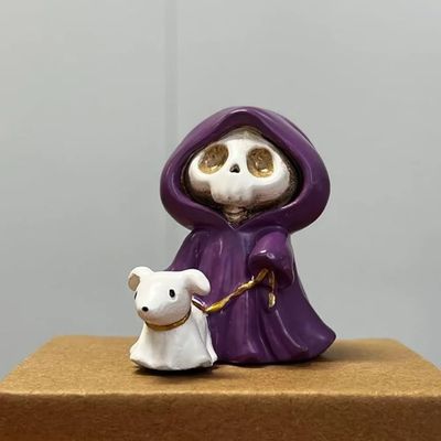 1pc Grim Reaper Halloween Resin Figurine Purple Cloak Ghost