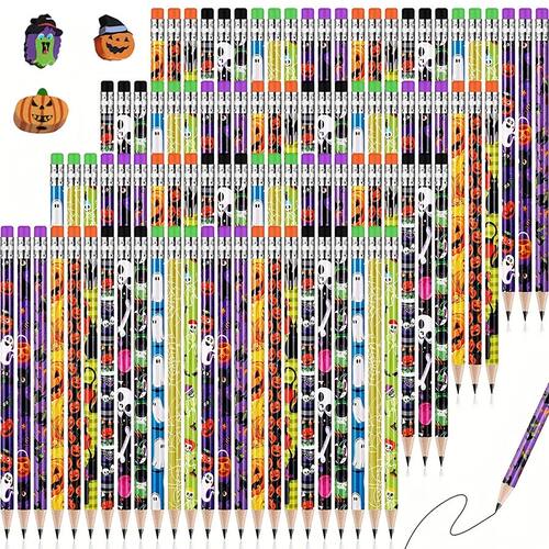 16-32pcs Halloween HB Pencil with Cartoon Eraser Creative Fe