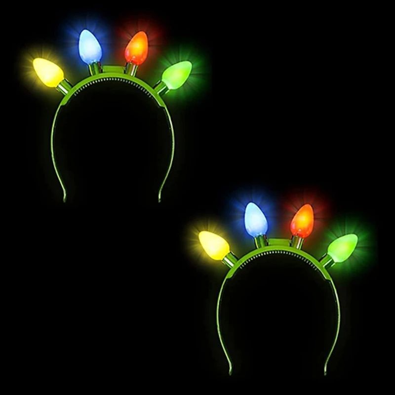 1 Pack Christmas Light Up Bulb Headband Led Glow Christmas H