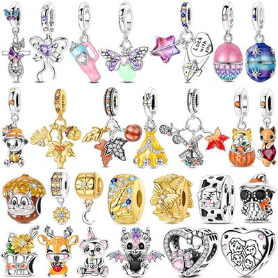 925 Sterling Silver Golden Charms Easter Eggs Bead Firefly B