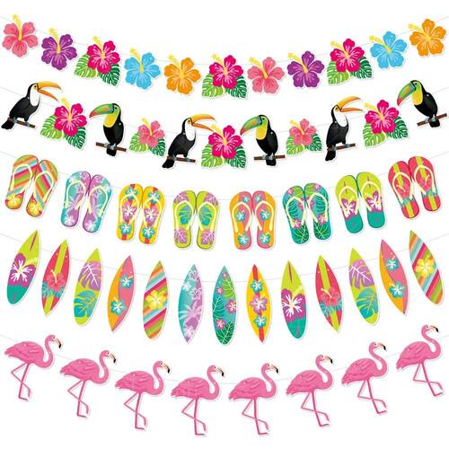 Hawaiian Party Decorations Flamingo Summer Bunting Banner Al