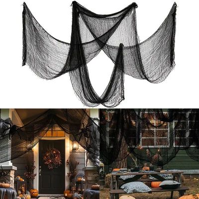 Horror Halloween Decor Black Fabric Gauze Halloween Decorati