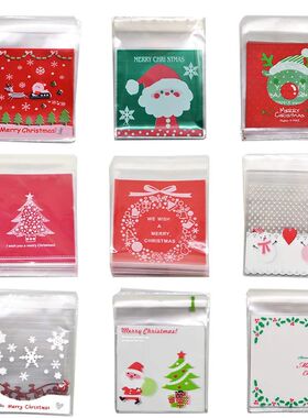 50/100pcs 10x10cm Christmas Candy Bags Santa Claus Cookies S