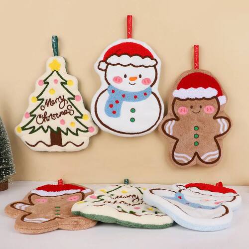 1/3Pcs Christmas Coral Fleece Hand Towels for Kitchen Bathro
