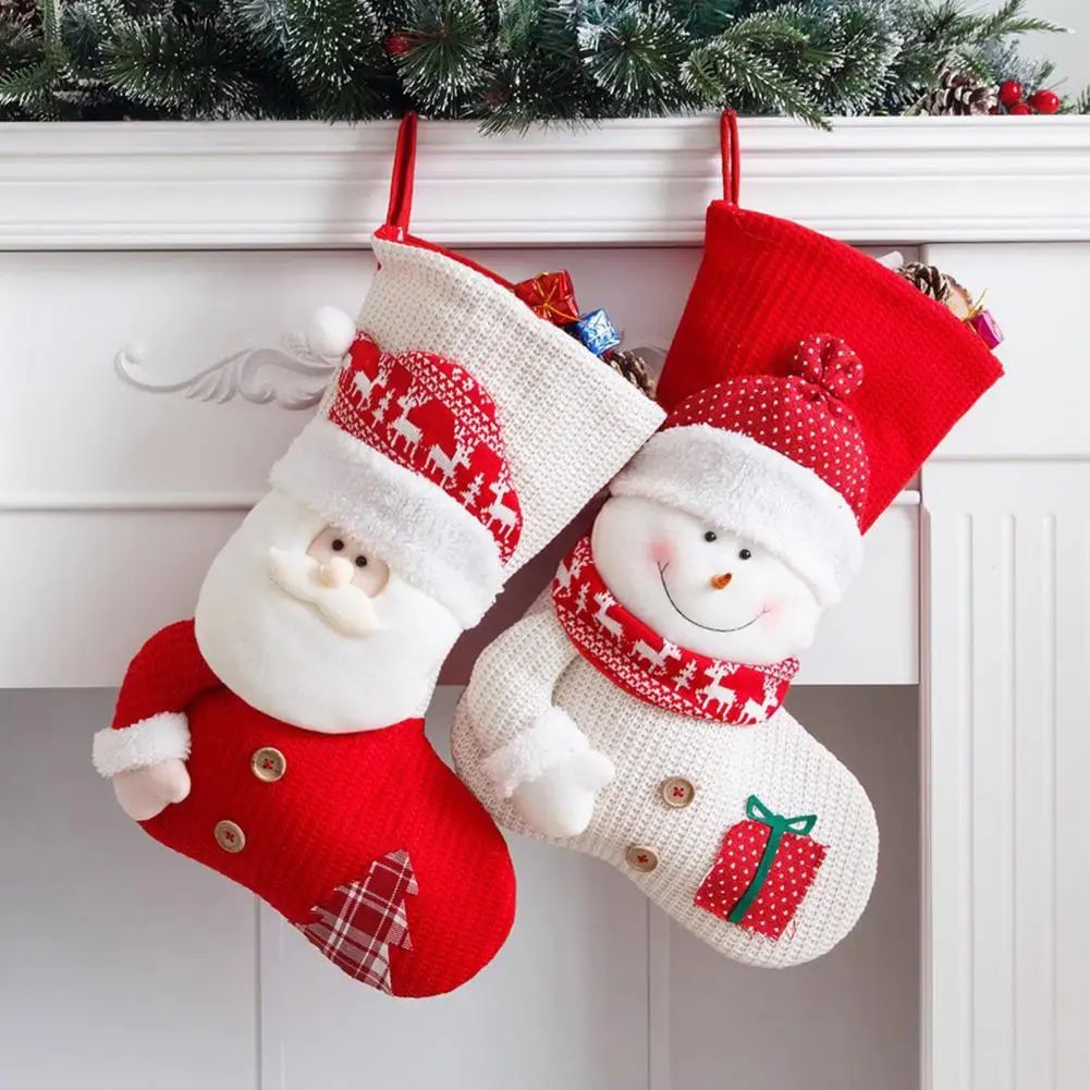 19 Inch Christmas Stockings 3D Santa Claus/Snowman Knit Stoc