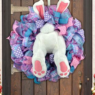 Easter Wreath Garland Fest Shape Bunny Ear Butt Rabbit Decor