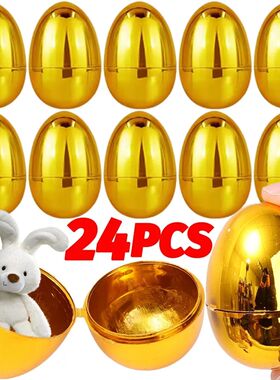 24/6PCS Golden Easter Eggs Plastic Empty Easter Egg Party Ya