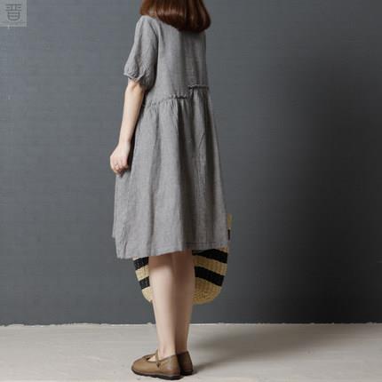 Loose big yards fat MM grid cotton dress with short sleevesin the Women's clothing/Boutique , Large size women  category - from Buy2taobao.com to provide professional Taobao agent buy service