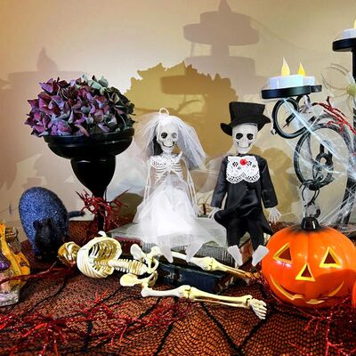 Halloween Romantic Skeleton Couple Figurines Craft Gothic Br