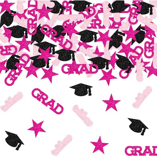 Hot Pink Black Graduation Decorations 2026-100PCS Glitter Gr