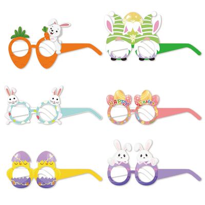 6Pcs Easter Theme Party Paper Glasses Cute Cartoon Carrot Ra