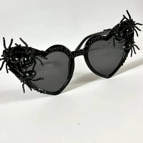 Black Spooky Spider Heart Sunglasses Halloween cosplay Costu