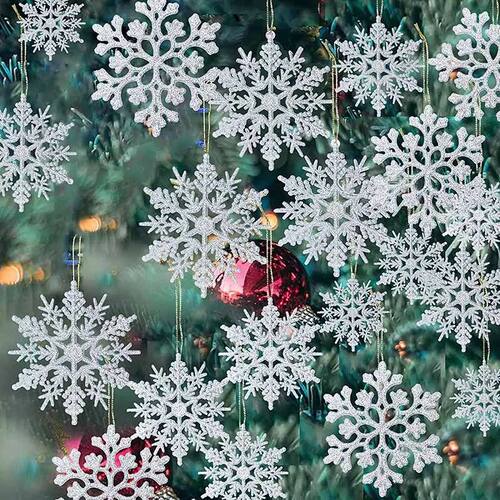 12pcs/lot Christmas Fake Snowflakes Xmas Tree Hanging Orname
