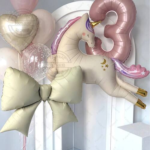 12pcs 3D  Matte Retro Unicorn Bow Birthday Party Decoration