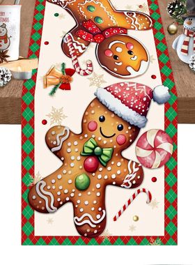 Christmas Gingerbread Man Table Flags Candy Cane Winter Kitc