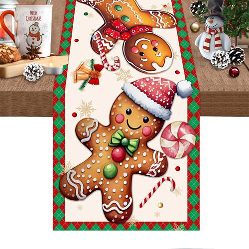 Christmas Gingerbread Man Table Flags Candy Cane Winter Kitc