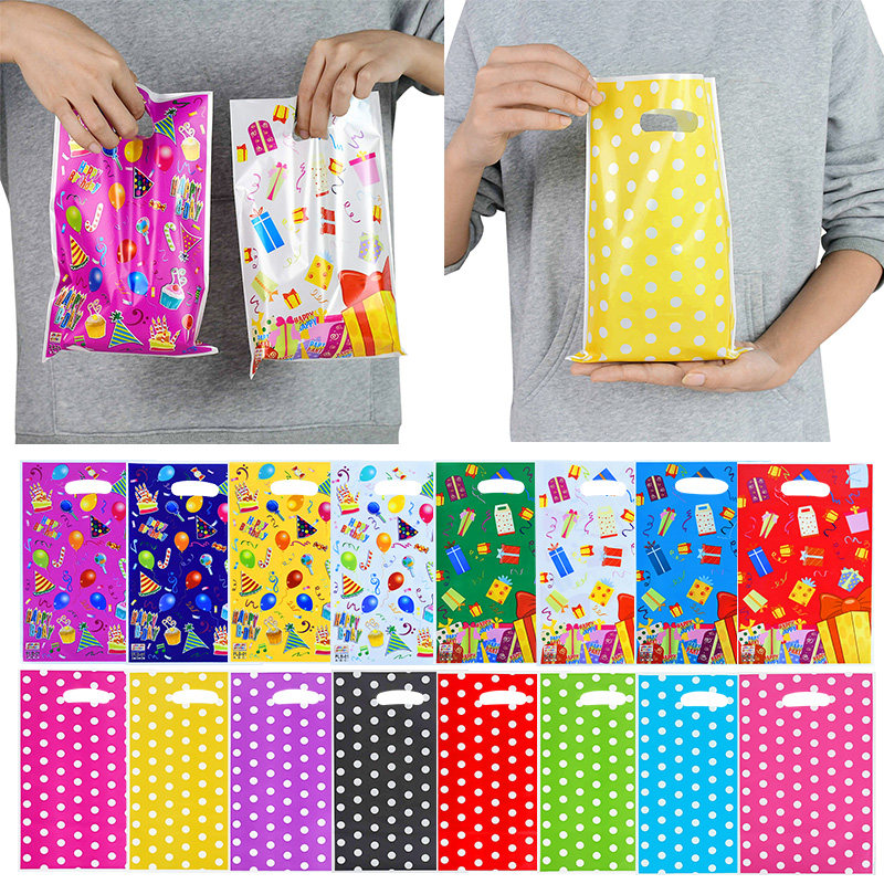 10/20pcs printed gift bags polka dots plastic candy bag