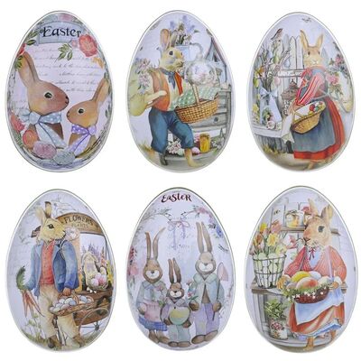 Easter Tinplate Egg Color Rabbit Iron Egg Candy Eggshell Bun