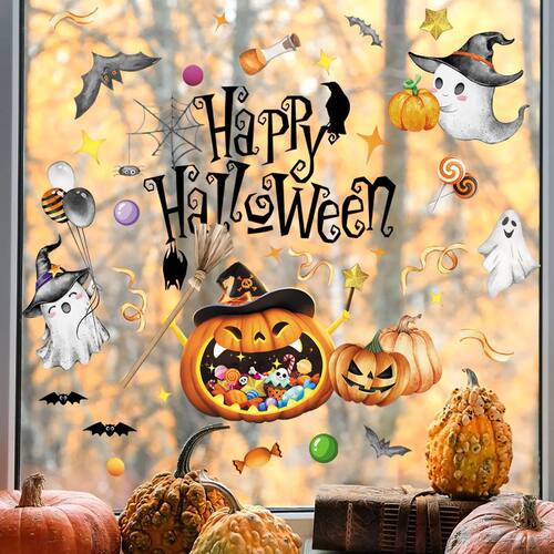 New Design Pumpkin Ghost Halloween Static Cling Window Stick
