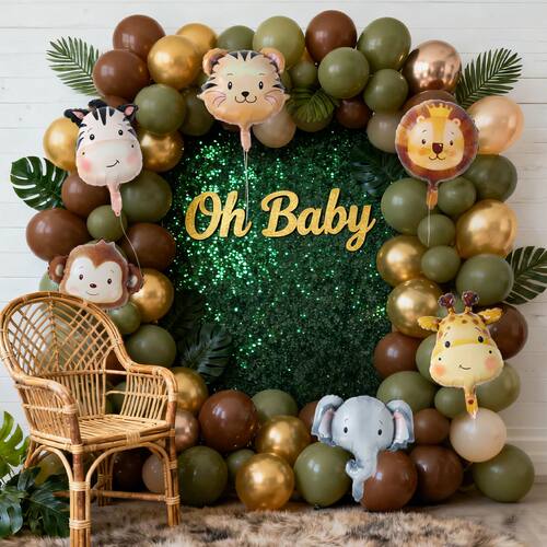 Jungle Animal Head Foil Balloons Wild One Birthday Party Dec
