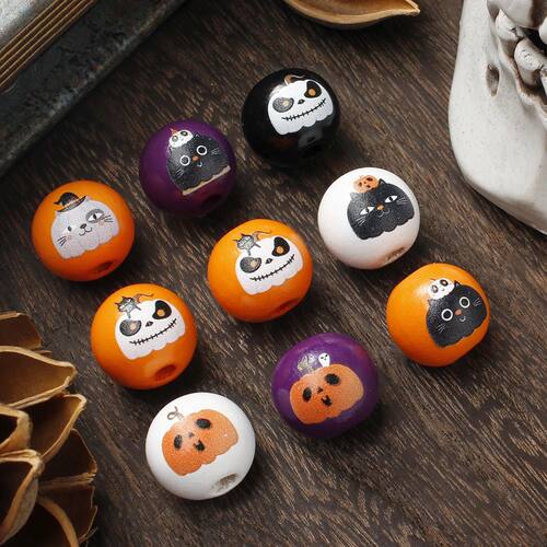 iYOE 10pcs 16mm Halloween Atmosphere Print Terrifying Bat Sk