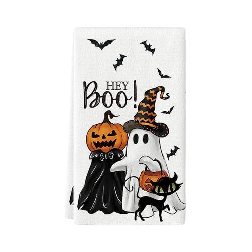 Hey Boo Halloween Festival Ghost Pumpk Bats Cat Kitchen Dish
