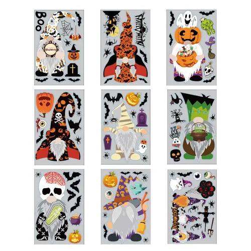 Spooky Window Stickers Halloween Glass Gnome Decals 9 Sheets