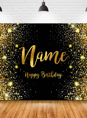 Custom Name Gold Glitter Birthday Party Banner Backgrounds