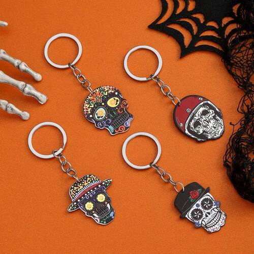 Sugar Skull Key Chain Mexican Halloween Acrylic Relief Penda