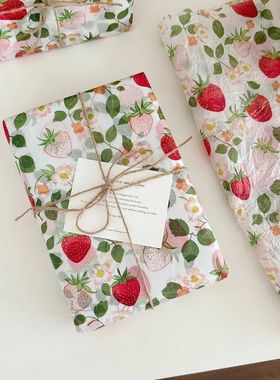 10/20pcs Strawberry Pattern Tissue Paper Gift Wrapping Paper
