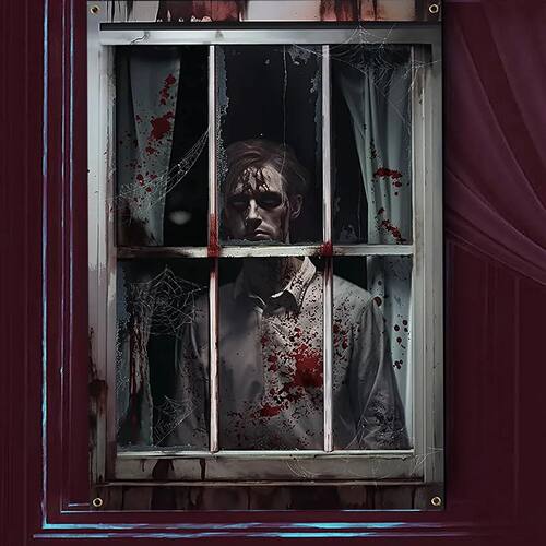 Scary Halloween Curtain Halloween Window Silhouette Decorati