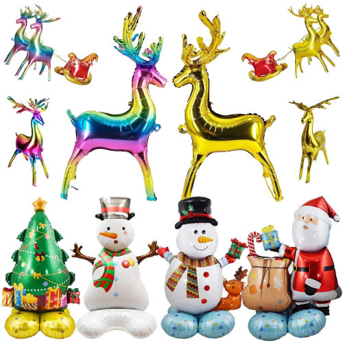 Christmas Standing Deer Balloons Elk Santa Sled Foil Balloon