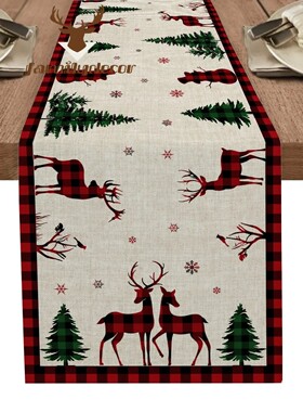 Christmas Snowflake Elk Christmas Tree Table Runner Home Wed