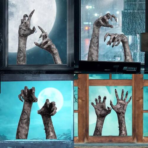 Halloween Horror Ghost Hand Stickers, Zombie Hand Wall Decal