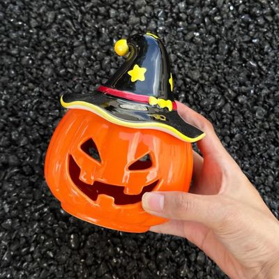 Festive Pumpkin Decor Halloween Pumpkin Candle Holder Spooky