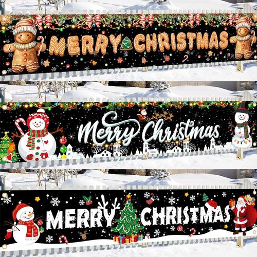 Black Merry Christmas Banner Christmas Decor for Home  Indoo