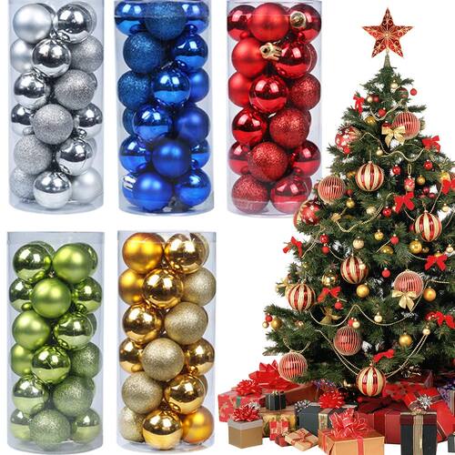 24Pcs 3/4/6cm Christmas Balls Christmas Tree Pendants Orname
