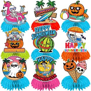 9Pc Happy Summerween Honeycomb Centerpieces Party Decoration