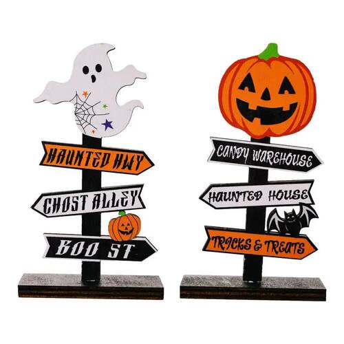 Halloween Wooden Tabletop Centerpieces Pumpkin Ghost Sign Sp