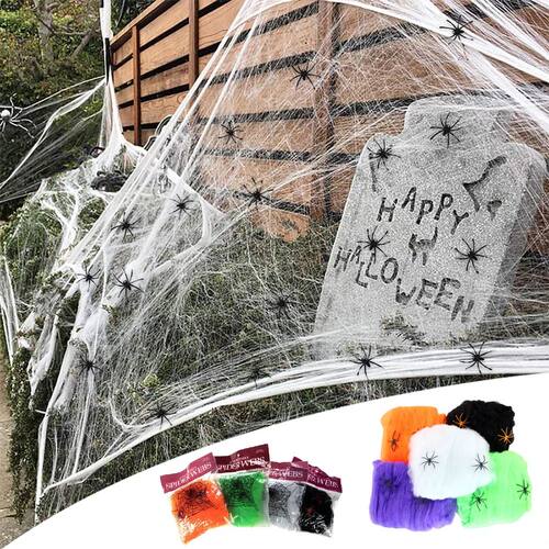 Halloween Decorative Cotton Thread Elastic Spider Web Artifi