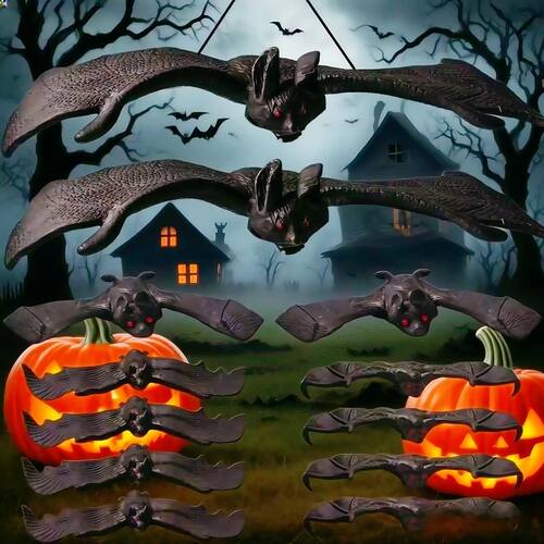 5 Pcs Halloween Black Simulation Bat Pendant for Halloween A