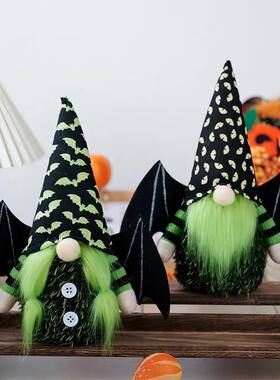 Bat Gnome Halloween Home Decor with Bat Wings, Plush Handmad
