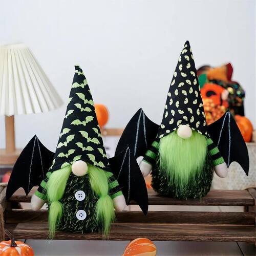 Bat Gnome Halloween Home Decor with Bat Wings, Plush Handmad