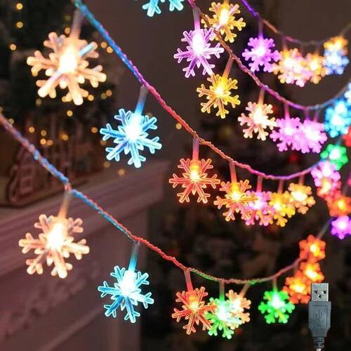 Snowflake Lights String LED Festoon Light USB Plug Christmas
