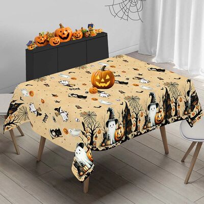 1pc Halloween Table Cover Spooky Ghost Printed Disposable Pl