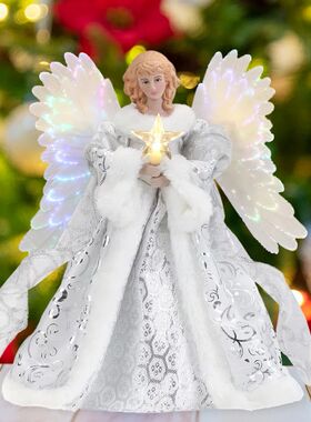 Christmas Angel Tree Topper Ornament with Lights Glowing Ang