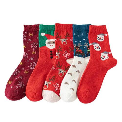 Woman Christmas Socks Funny Xmas Santa Claus Tree Snowflake
