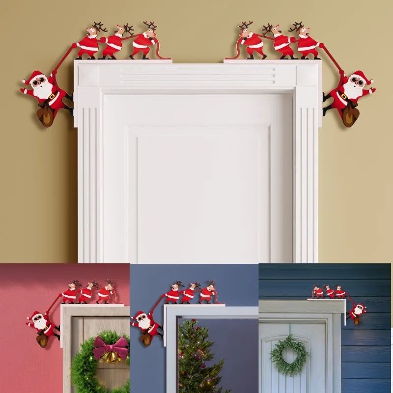 Wooden DIY Door Frame Ornament Christmas Door Corner Frame D