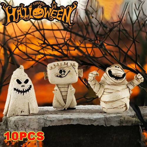 Halloween Resin Figurine Ornament Miniatures Pumpkin Ghost T