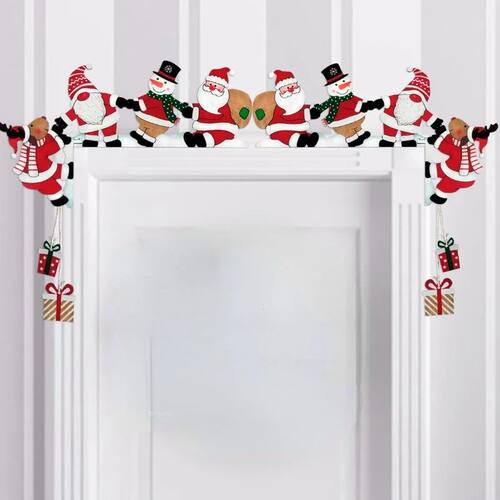 Christmas Door Frame Pendant Decoration Wooden Santa Claus E